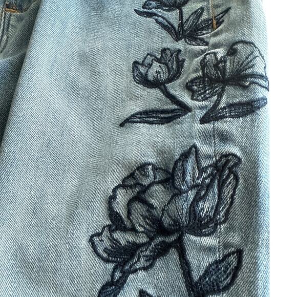 DRIFTWOOD Denim Floral Embroidered Wide Leg Jeans - Picture 8 of 10